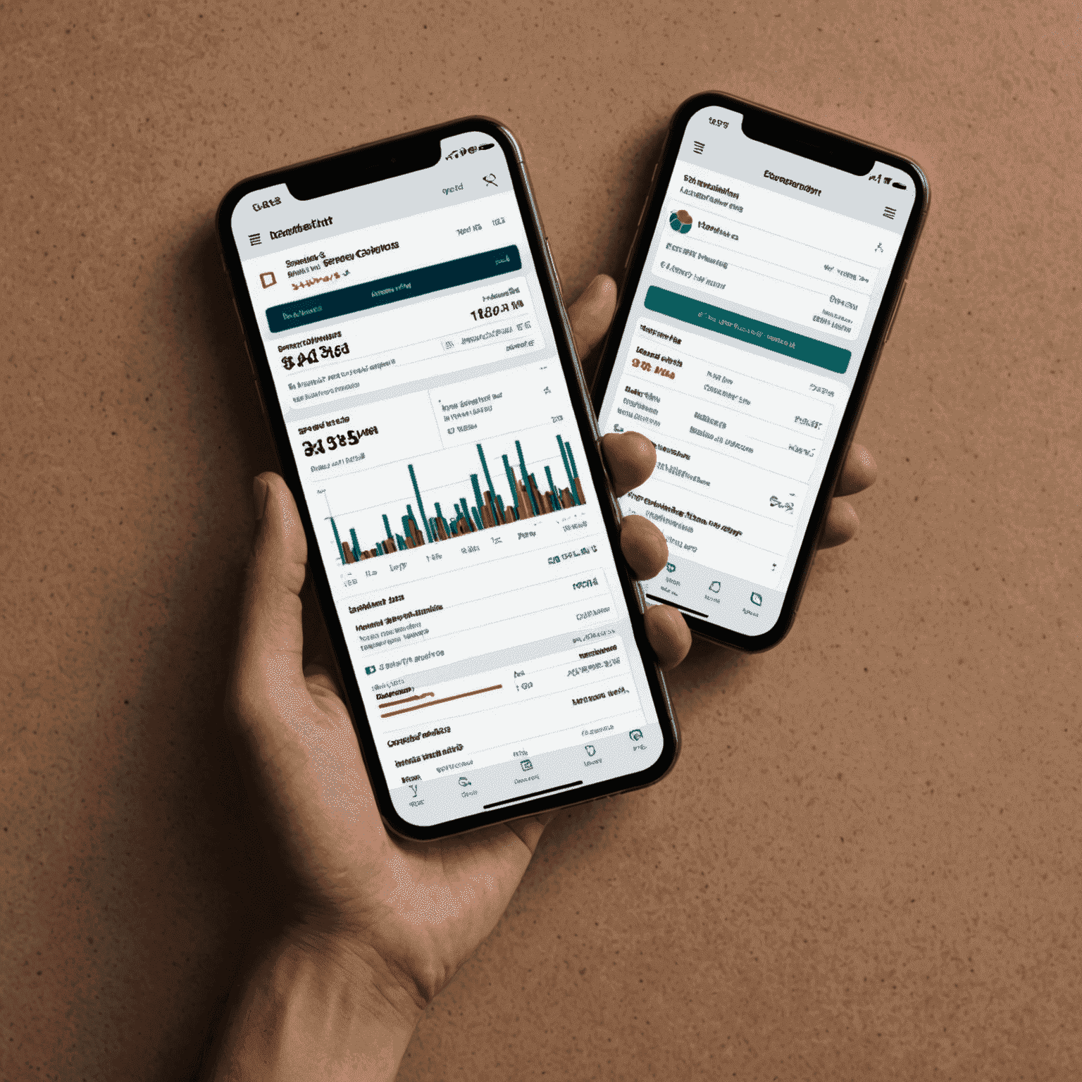 A seamless mobile app interface integrated with a web application, showing synchronized data and consistent design across platforms