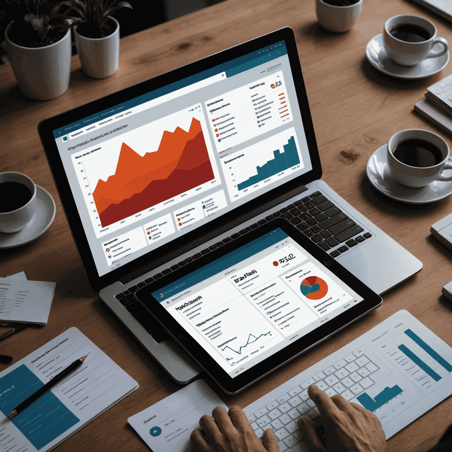 A custom-built CRM interface showing various modules for customer management, sales tracking, and analytics